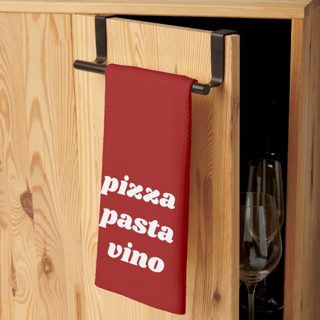 Funny Pizza Pasta Vino Name Red White Italien Geschirrtuch (Drittel gefaltet)