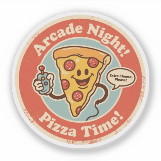 Funny Pizza Slice Gamer "Extra Cheese, bitte!" Aufkleber (Vorderseite)