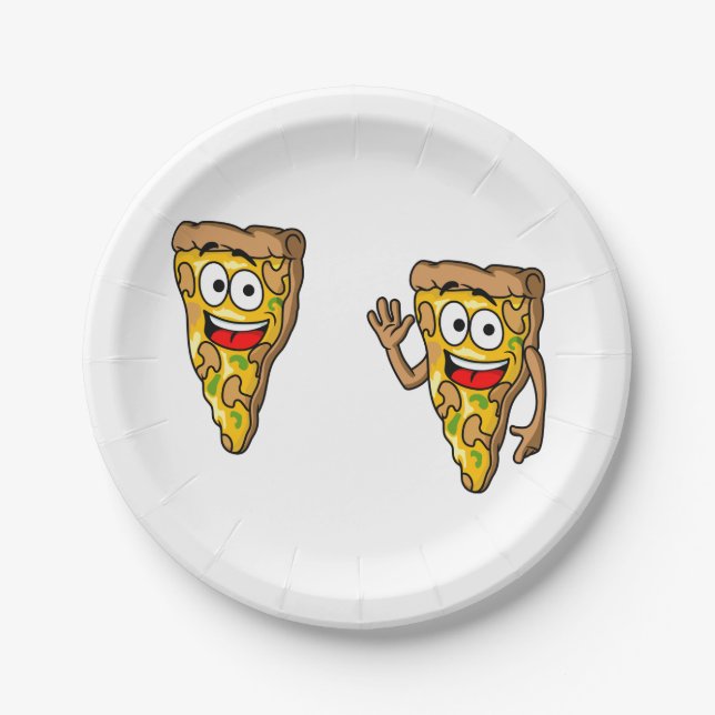 Funny Pizza Slices Paper Tellers Pappteller (Vorderseite)