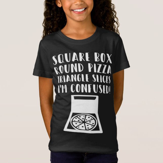 Funny Pizza Square Box Round Pizza-Triangle Slices T-Shirt (Vorderseite)