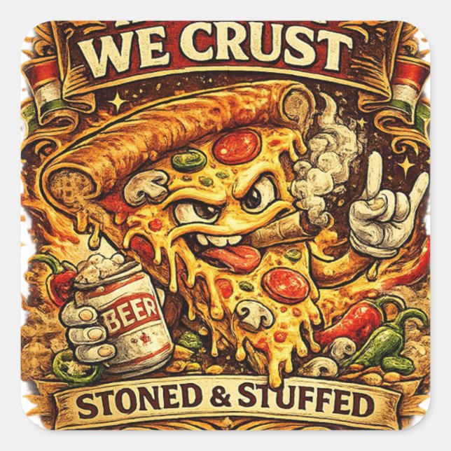 Funny Pizza Sticker – In Pizza We Crust Retro Pizz (Vorderseite)