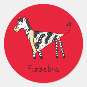 Funny Pizza Zebra Niedlicher Cartoon Kinder Runder Aufkleber