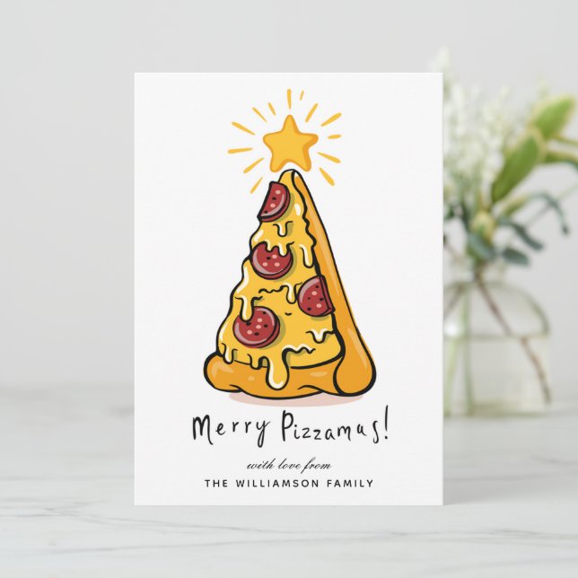 Funny Pizzamas Joyeuse carte de Noël (Debout devant)