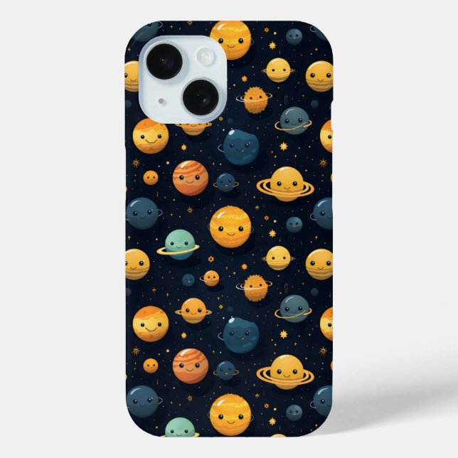 Funny Planets Space Pattern Case-Mate iPhone Hülle (Rückseite)