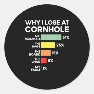 Funny Player Team Design Warum ich an Cornhole ver Runder Aufkleber
