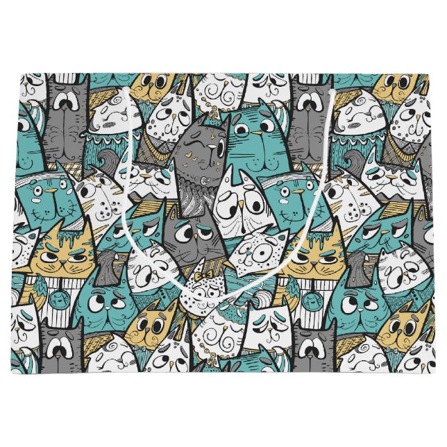 Funny Playful Cats Große Geschenktüte (Vorderseite)