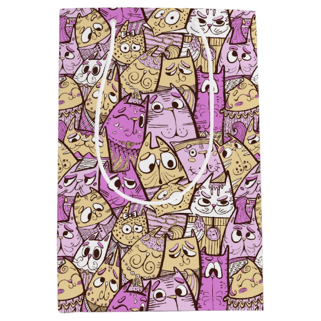 Funny Playful Cats Mittlere Geschenktüte (Vorderseite)