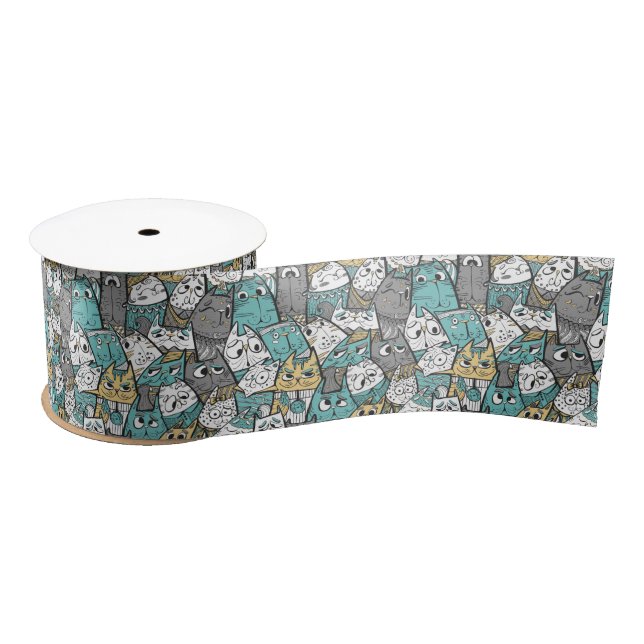Funny Playful Cats Satinband (Spule)