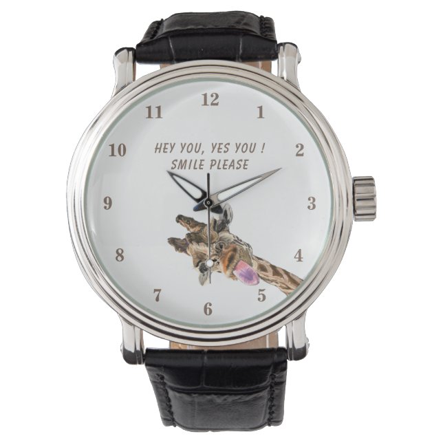Funny Playful Giraffe Watch Lmile - Benutzerdefini Armbanduhr (Vorderseite)