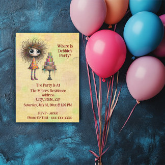 Funny & Playful Whimsical Birthday Girl Einladung