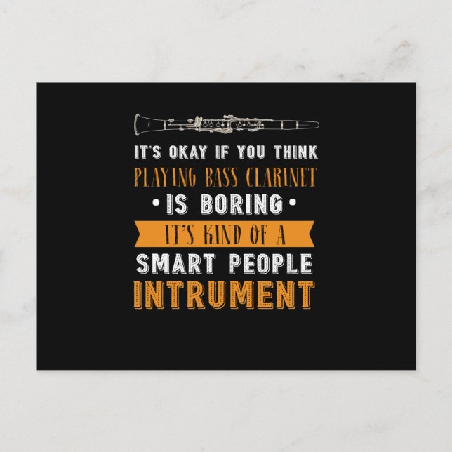 Funny Playing Bass Klarinette Musikinstrument Feiertagspostkarte (Vorderseite)