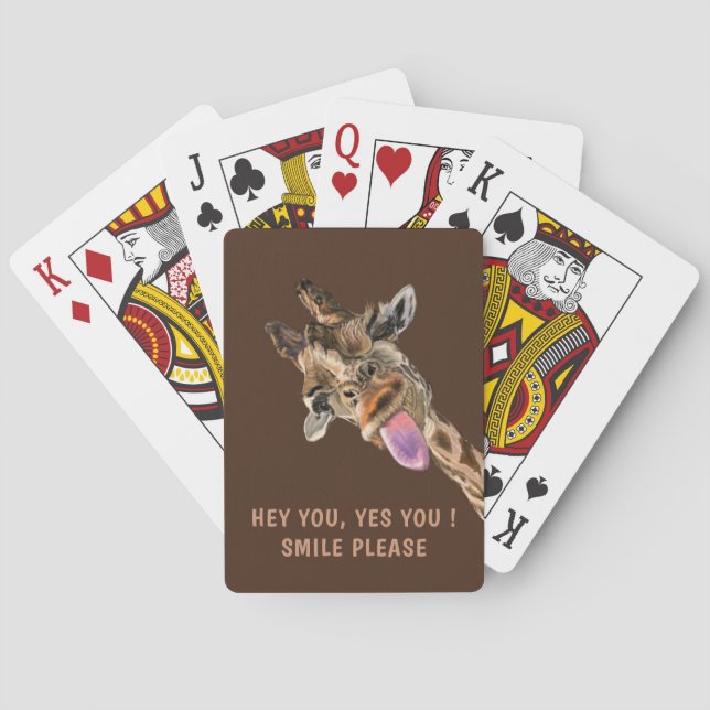 Funny Playing Cards Happy Giraffe - Custom Text Spielkarten (Rückseite)