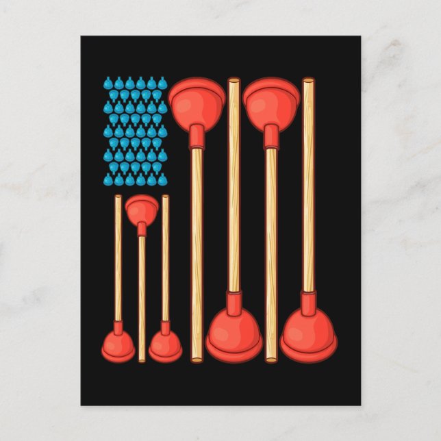 Funny Plumber gibt Men American Flag Plumber Postkarte (Vorderseite)