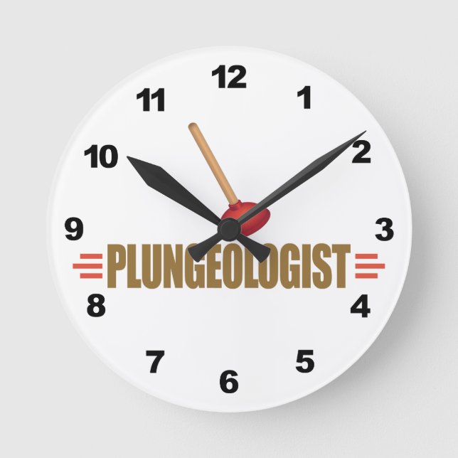 Funny Plumber Runde Wanduhr (Vorderseite)