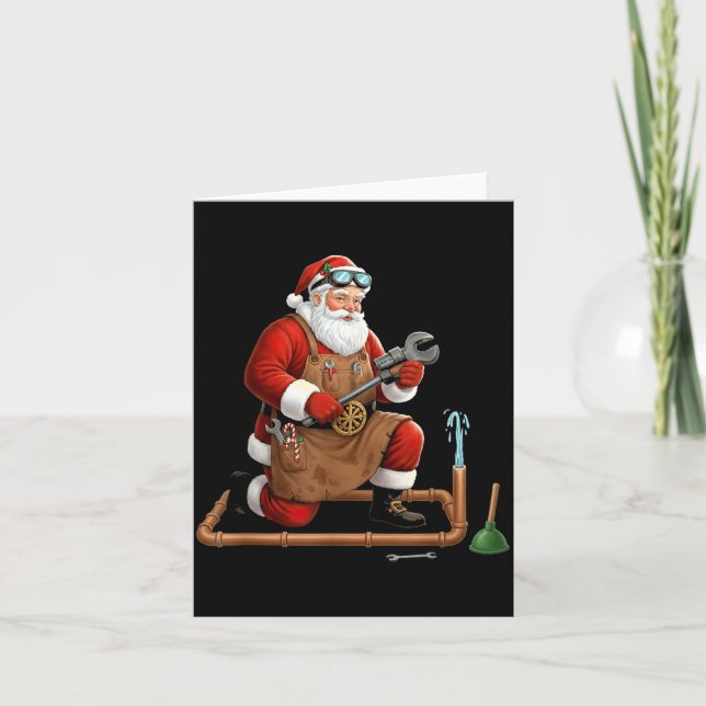 Funny Plumber Santa Christmas Graphic  Karte (Vorderseite)