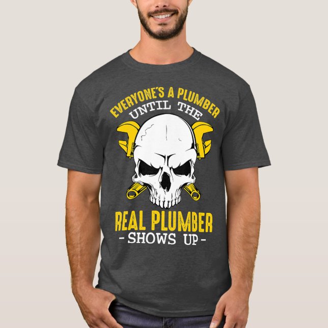 Funny Plumber Skull Pipefitter Pipeliner T-Shirt (Vorderseite)