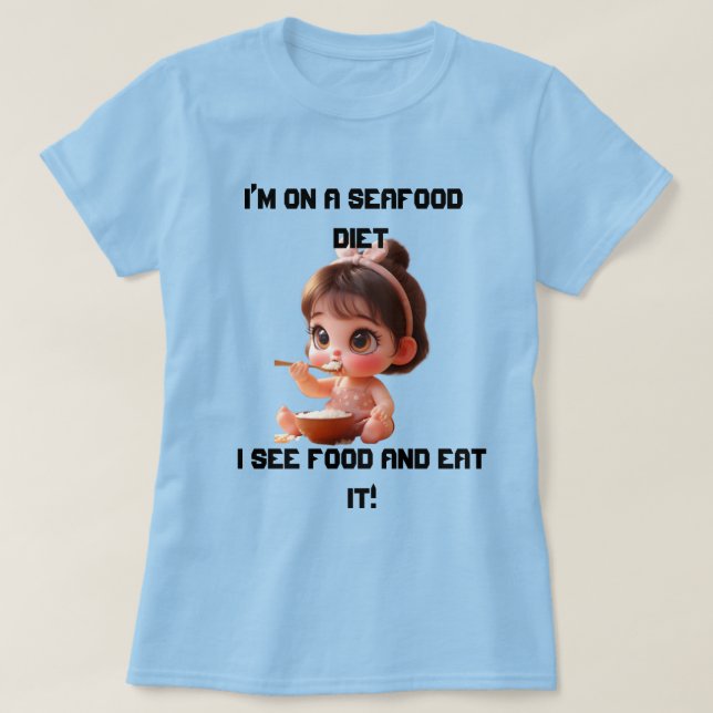 Funny Plus T - Shirt | Ich sehe Essen und Essen (Design vorne)