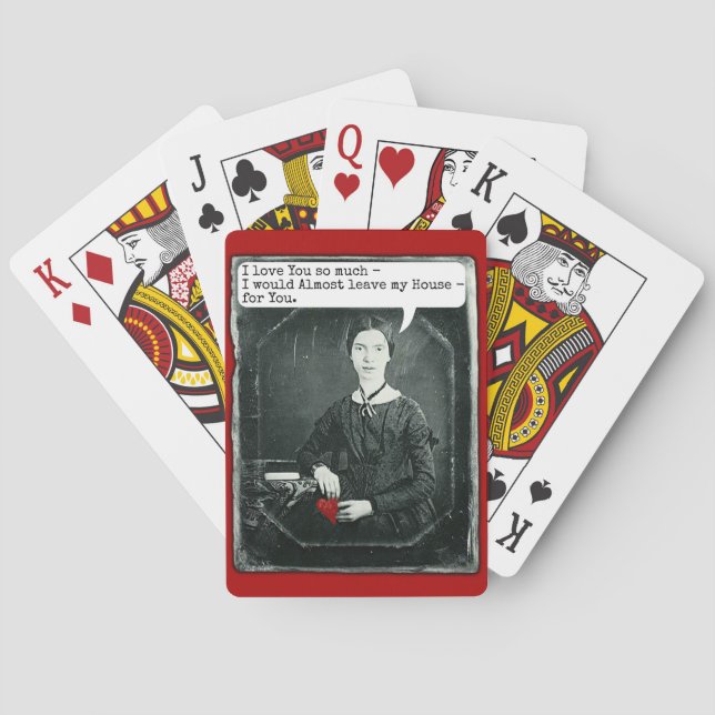 Funny Poet Emily Dickinson Valentine's Day Spielkarten (Rückseite)
