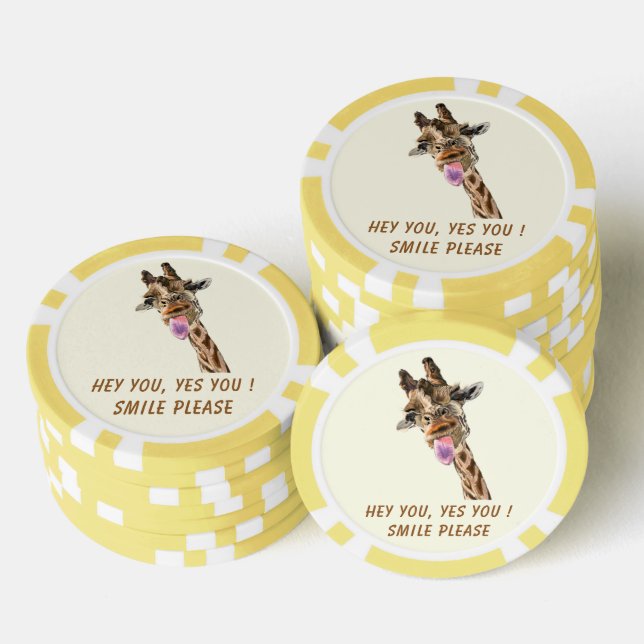 Funny Poker Chips Playful Giraffe - Lächeln (Stapel)
