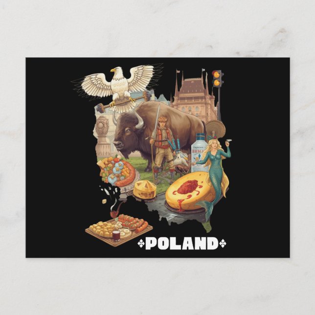 Funny Poland Stereotype Overload Postkarte (Vorderseite)