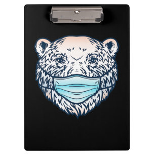 Funny Polar Bär trägt ein Gesichtsmaske Tier Lover Klemmbrett