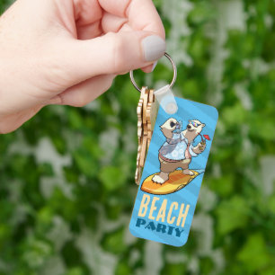 Funny Polar Bear Beach Party Summer Surfer Cartoon Schlüsselanhänger