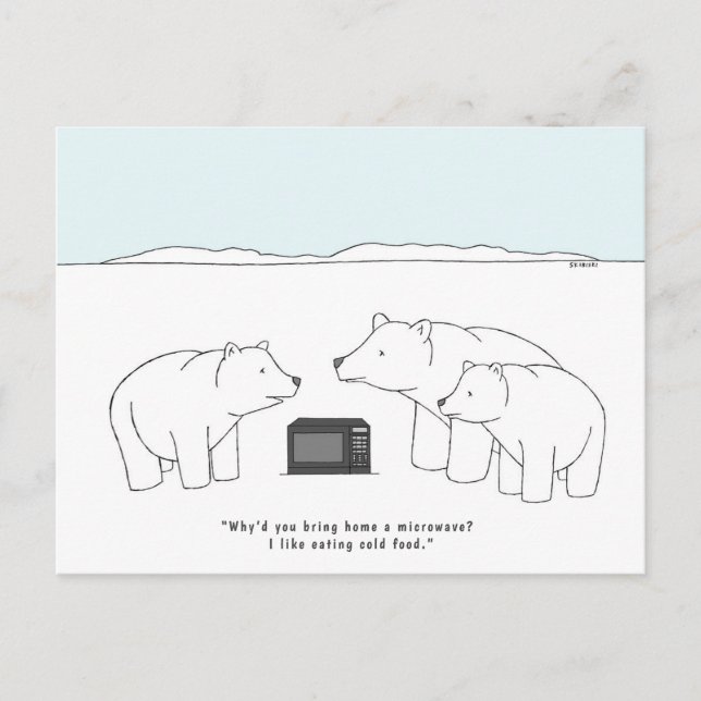 Funny Polar Bear Picture Cartoon Cub Job Postkarte (Vorderseite)