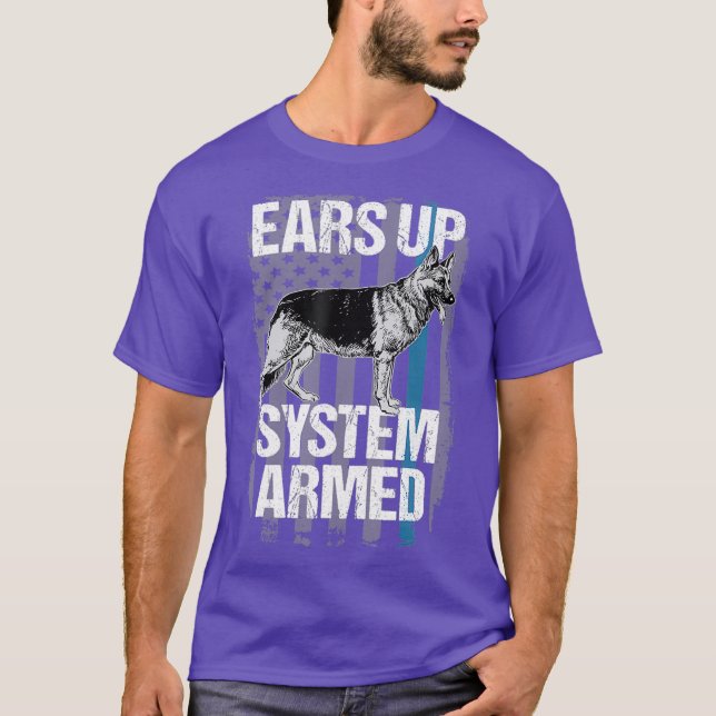 Funny Police K9 Tshirt Thin Blue Line Ohrs Up (Vorderseite)