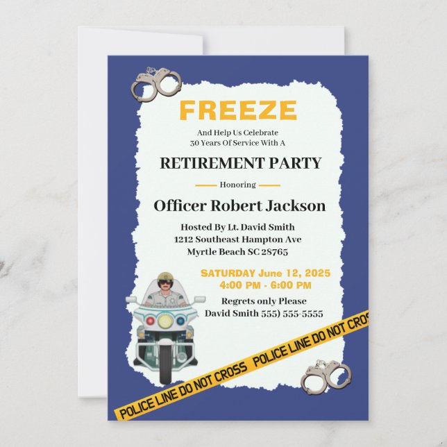 Funny Police Officer Retirement Party Einladung (Vorderseite)