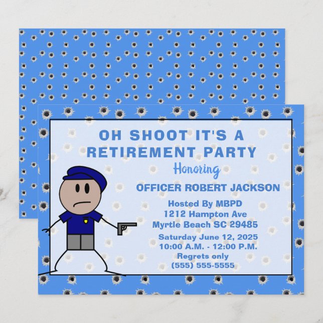 Funny Police Oh Shoot Retirement Einladung (Vorne/Hinten)