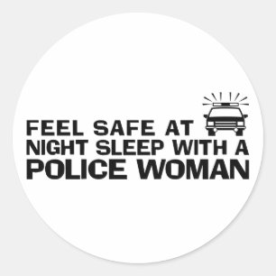 Funny Police Woman Runder Aufkleber