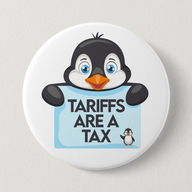 Funny Political Meme Penguin Tariff Button (Vorderseite)