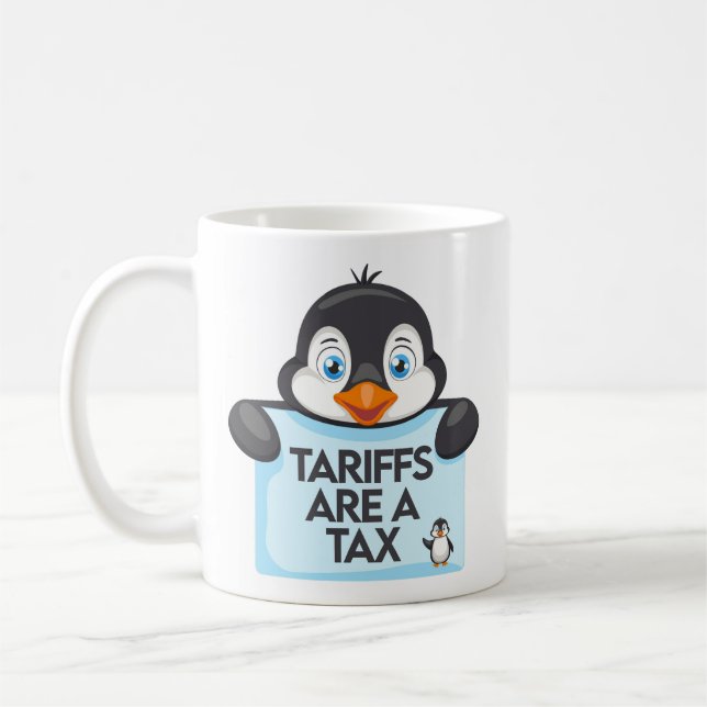 Funny Political Meme Penguin Tariff Kaffeetasse (Links)
