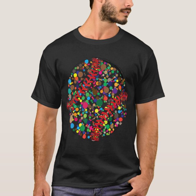 Funny Polka Dot Baseball Lover Player Internationa T-Shirt (Vorderseite)