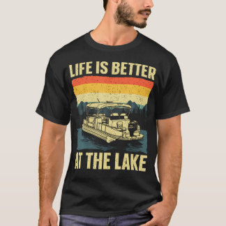 Funny Pontoon Boat Art For Men Women Pontoon Boat  T-Shirt