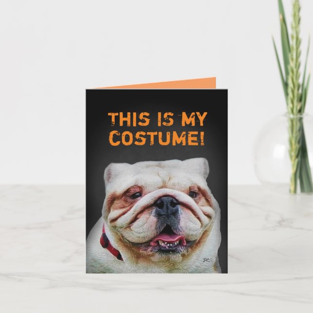 Funny Poodle als Bulldog Halloween verkleidet Karte (Vorderseite)