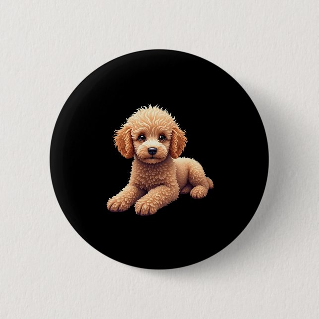 Funny Poodle Animal Lover Hunde Graphic Niedlich D Button (Vorderseite)