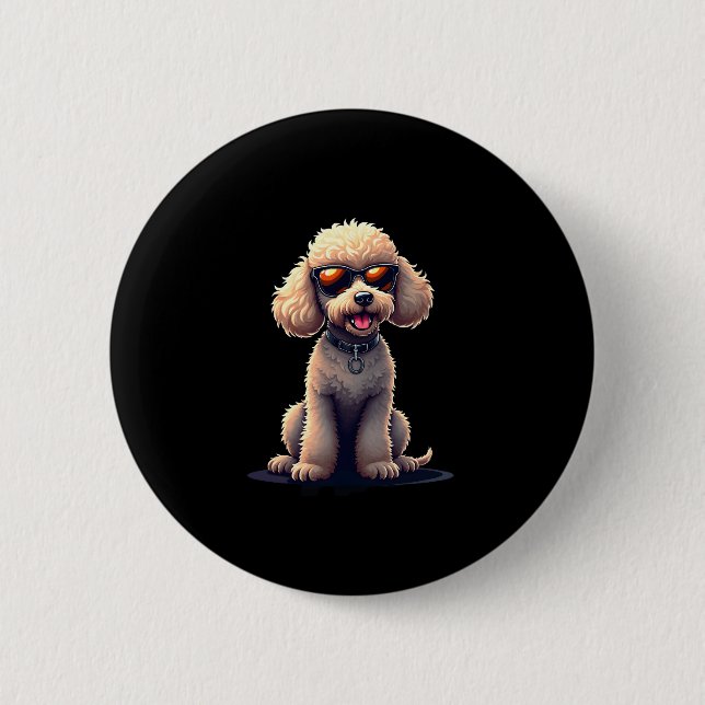 Funny Poodle Animal Lover Hunde Graphic Niedlich D Button (Vorderseite)