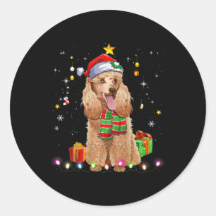 Funny Poodle Dog Tree Weihnachten Weihnachten Weih Runder Aufkleber