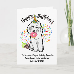 Funny Poodle Haustier Hund Geburtstagskarte Donuts Einladung