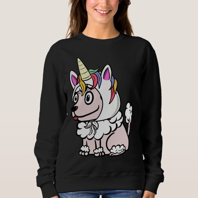 Funny Poodle Unicorn Hat Sweatshirt (Vorderseite)