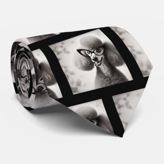Funny Poodle with Glasses Nerd Neck Tie Krawatte