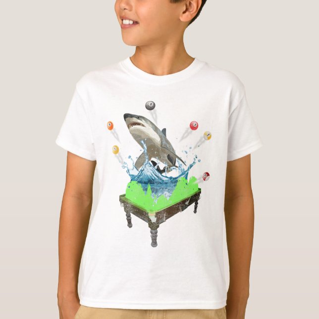 Funny Pool Billiards Shark T-Shirt (Vorderseite)