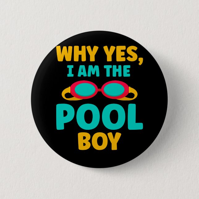 Funny Pool Boy Swimmer Fun Swimming Button (Vorderseite)