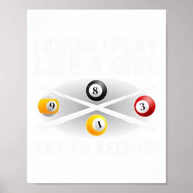 Funny Pool Design für Frauen Mädchen Billard Pool  Poster (Vorne)