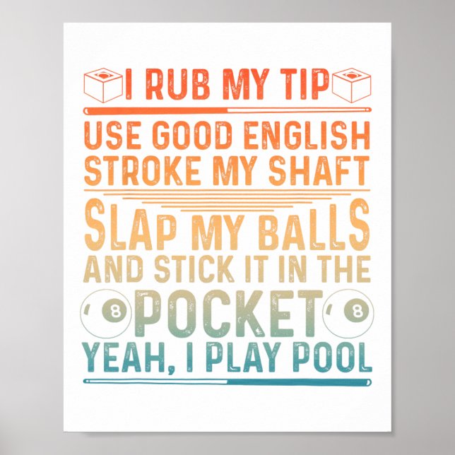 Funny Pool Design für Männer Boys Billiard Lover P Poster (Vorne)