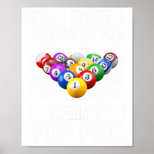Funny Pool Design für Männer Frauen Billard Lover Poster