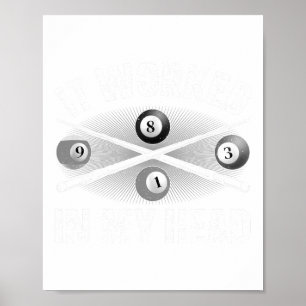 Funny Pool Design für Männer Frauen Billard Lover  Poster