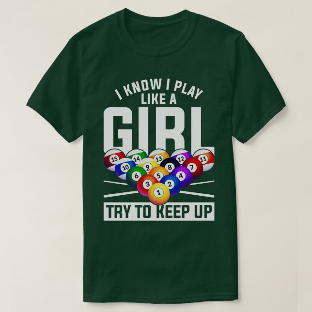 Funny Pool Player Girls Snooker Billiard T-Shirt (Design vorne)