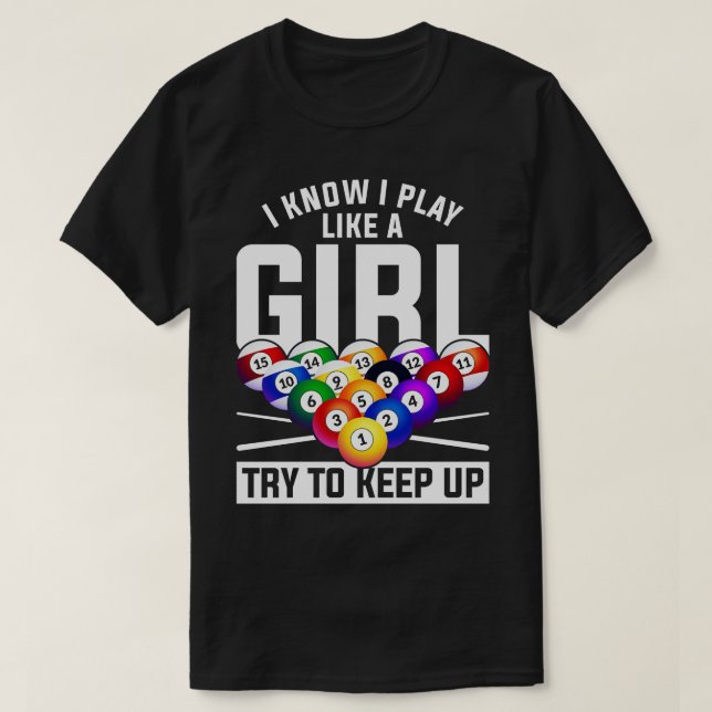 Funny Pool Player Girls Snooker Billiard T-Shirt (Design vorne)